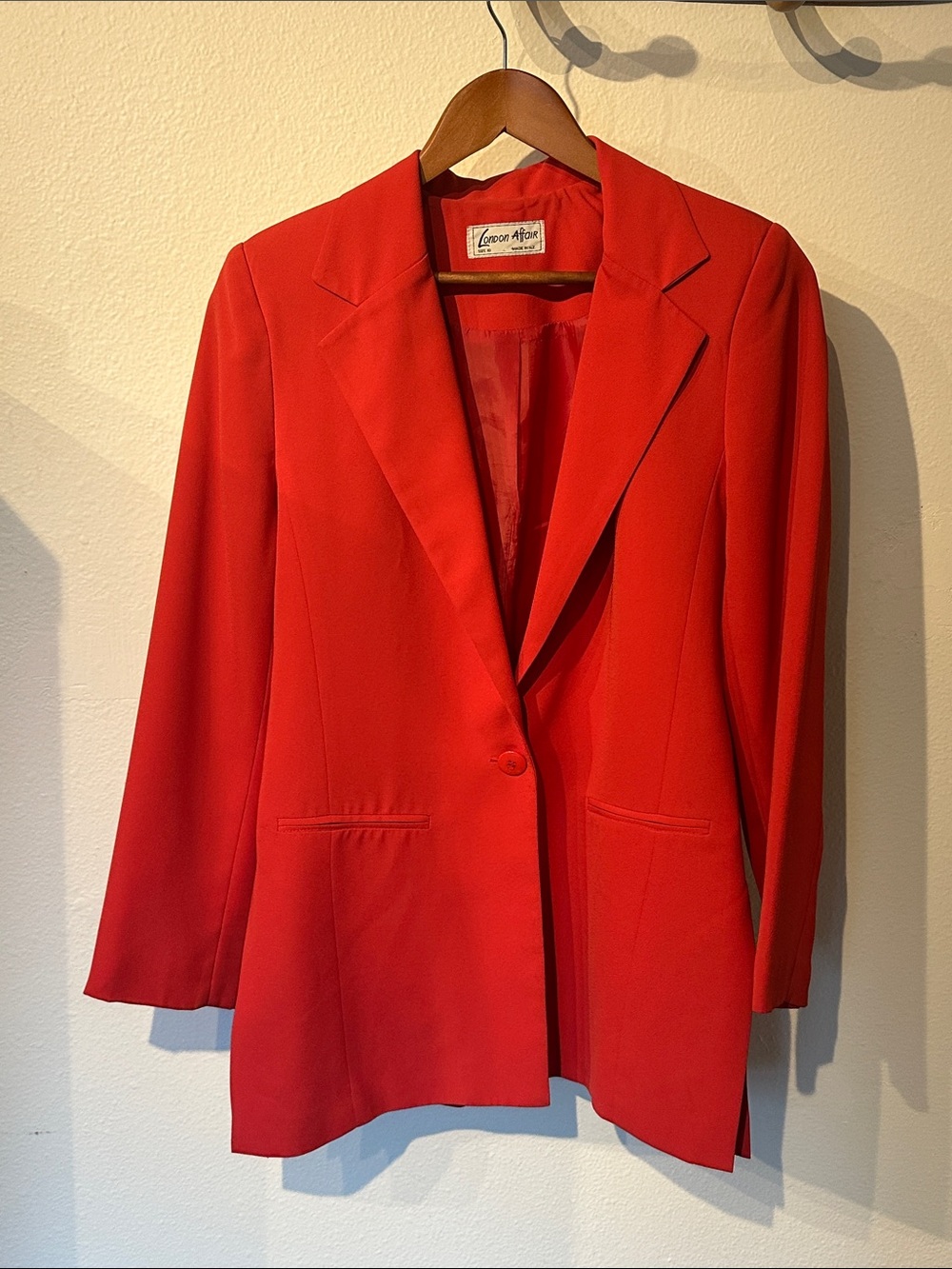 Evan Picone Bright Red Single-Button Tailored Blazer